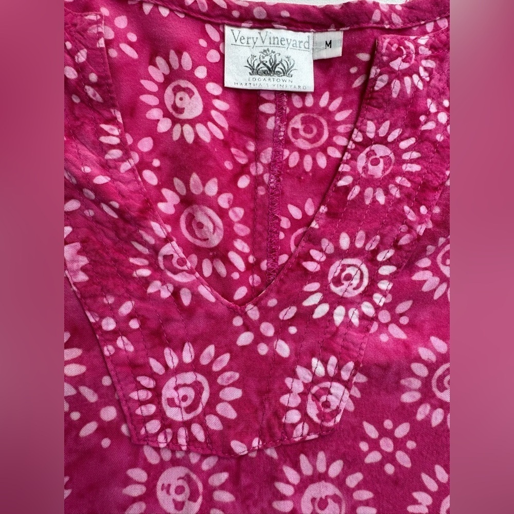 Very Vineyard Batik Print Light Rayon V-Neck Blouse Womens Medium - Picture 3 of 9